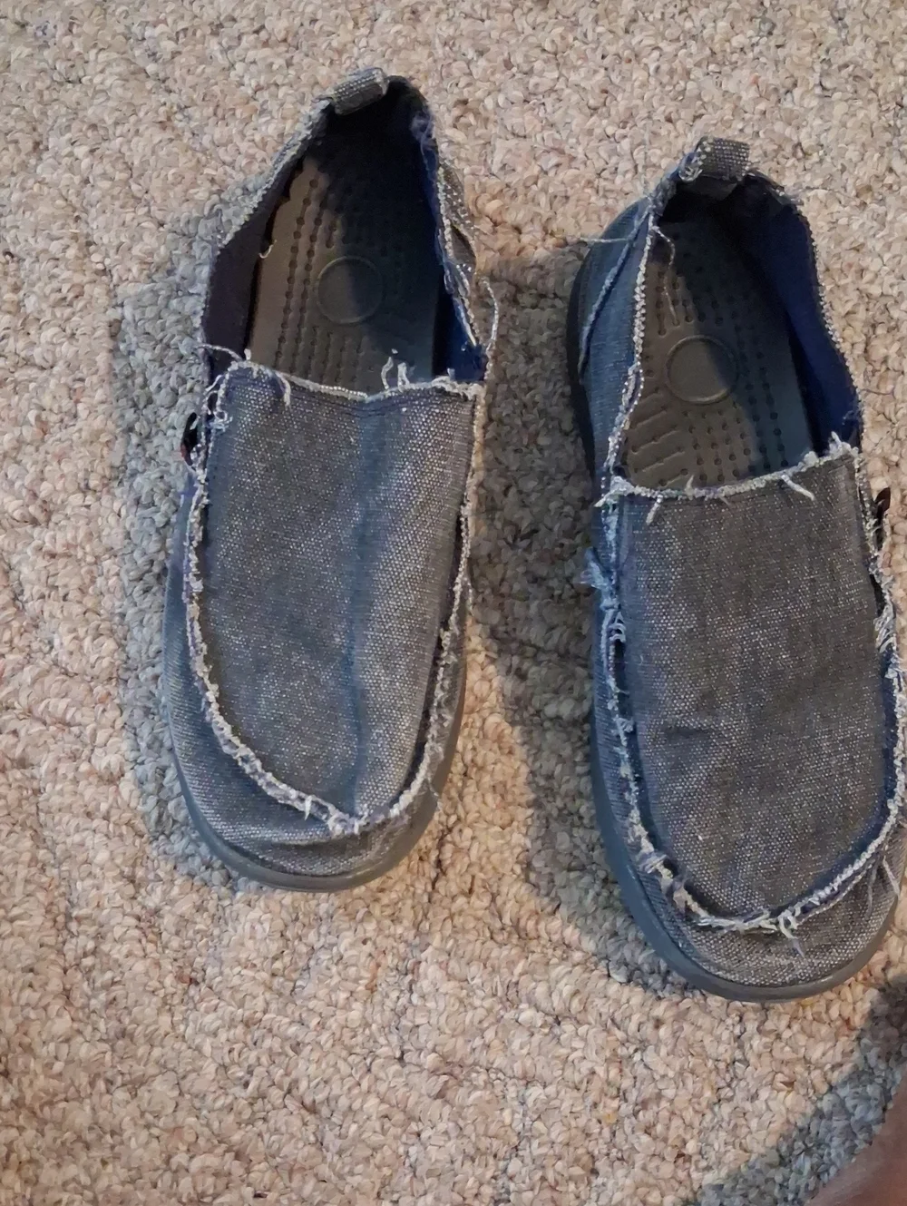 Sky Men's Gray Frayed Canvas Slip-On Loafers